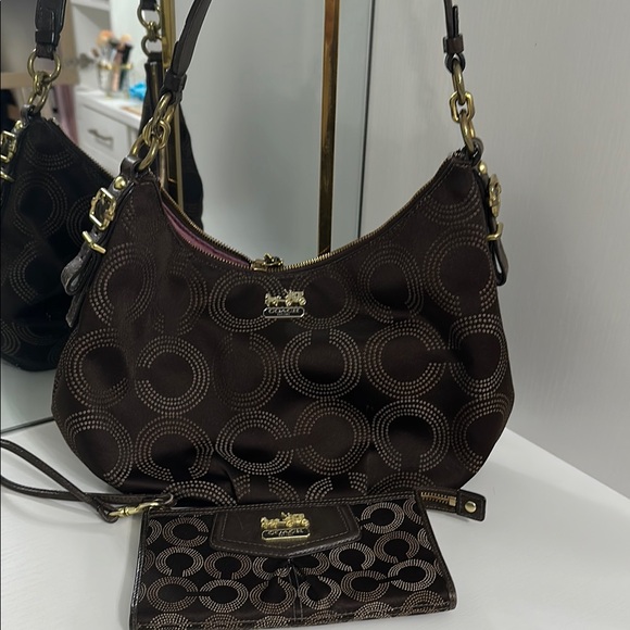 Coach Handbags - Authentic Coach Brown Shoulder Bag and Wallet Set